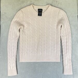 George Cashmere Sweater Womens S Pink Ballet Cable Knit Preppy Coquette Dainty